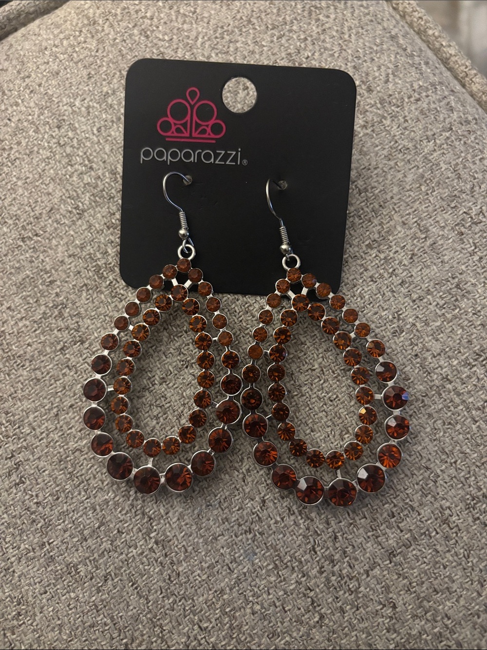 paparazzi Amber Double-Row Teardrop Crystal Earrings